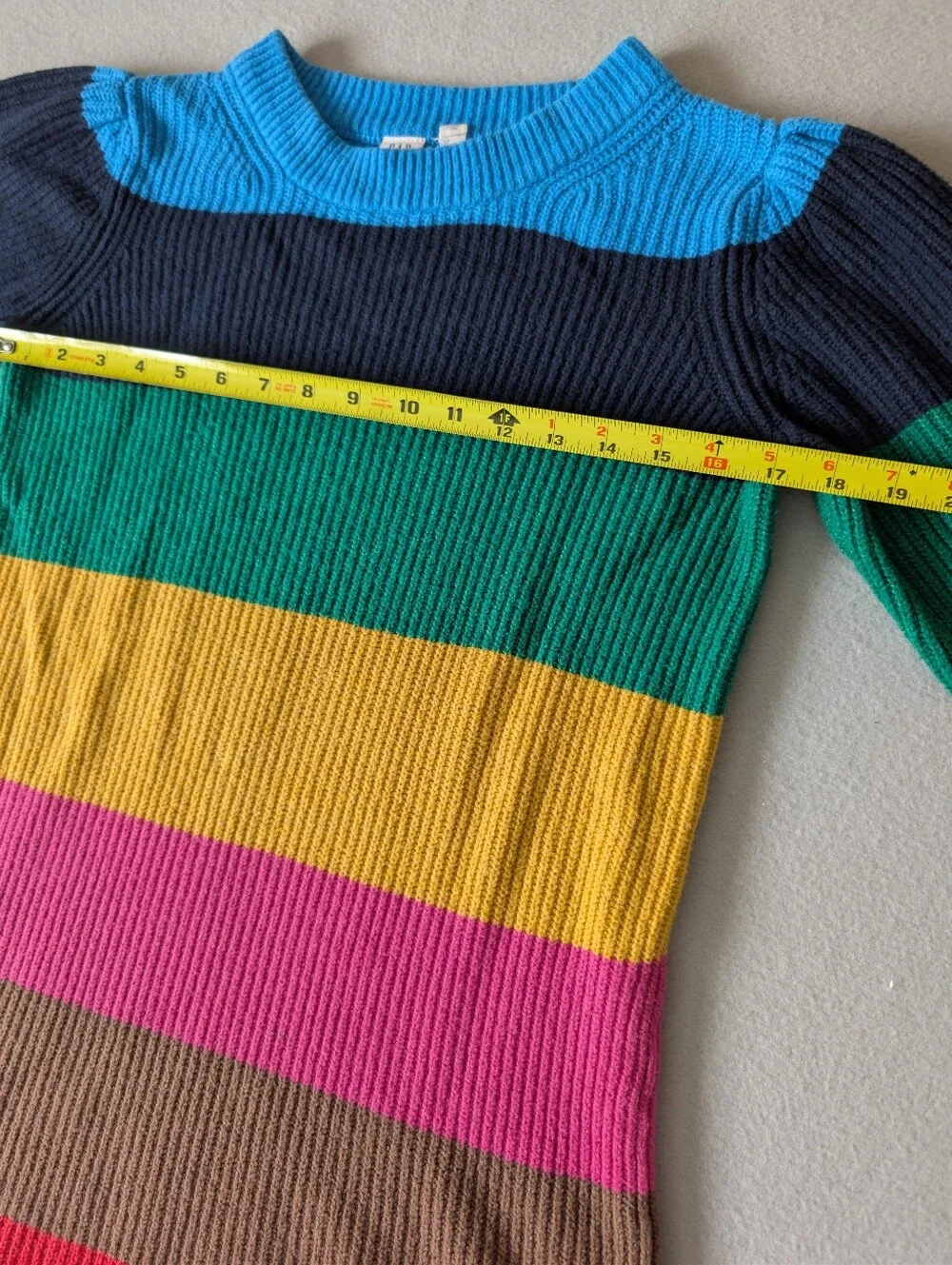 Gap Girls Rainbow Colorblock Stripe Knit Sweater Dress Cotton Blend Sz XL 12